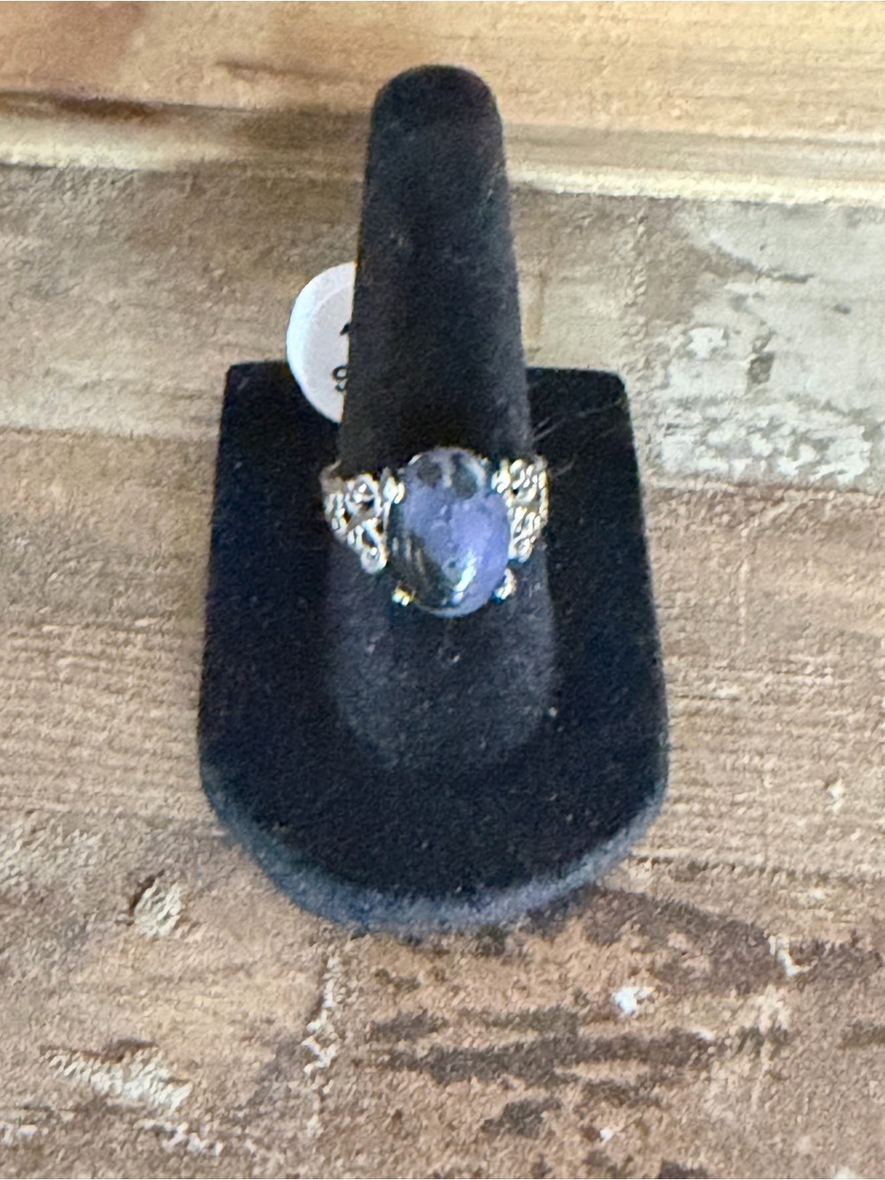 Sterling Silver Oval Purple Stone Filigree Ring